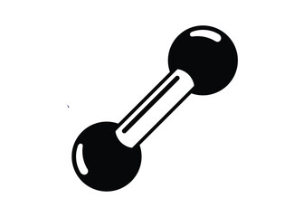 Fitness ball barbell. simple illustration in black and white.