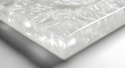 Close-up of a translucent white acrylic sheet with swirling patterns.