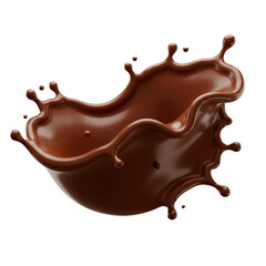 A dynamic and delicious splash of rich, flowing, liquid chocolate, creating a visually appealing abstract shape and form.