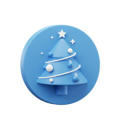 A festive blue Christmas tree with ornaments and stars, perfect for holiday greetings and seasonal celebrations.
