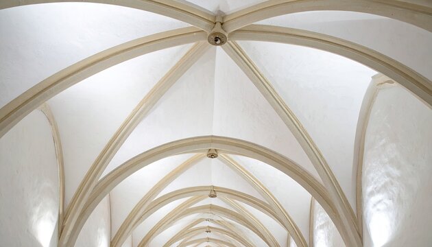 White Stone Vault Ceiling with Ribbed Arches