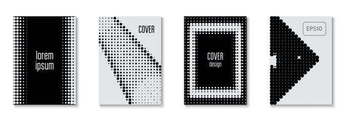 1980 Cover Set. Modern Shapes In Tech Layout. Young Brand In Minimalistic Frame. White Brand Texture. Dots White And Black  Flyer. Music Pattern. Black 1980 Cover