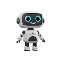 Fototapeta premium A charming, friendly robot with a rounded head and big eyes, designed with a simple, modern aesthetic, ready to assist.