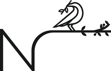 n bird on a branch logo design