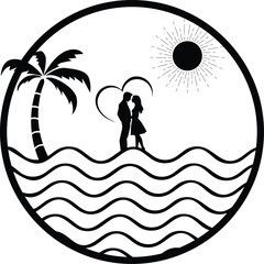 couple on the beach logo design