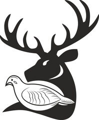 hunting Deer Duck and fish minimalist logo design