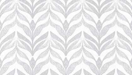 Grey and White Seamless Leaf Pattern Texture