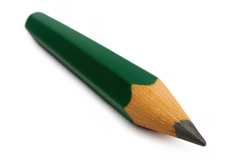 Green Pencil Pointing Downward on Transparent Background