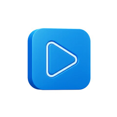 A vibrant, three-dimensional play button icon, rendered with a glossy finish, perfect for multimedia and digital interface design.