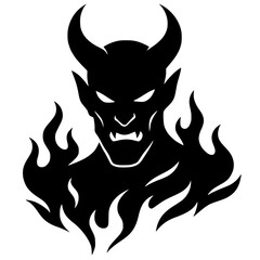 Fire demon portrait silhouette