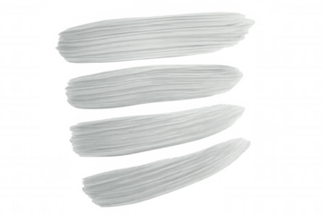 Paint brush strokes creating textured, artistic design element with white paint on transparent background, perfect for graphic work