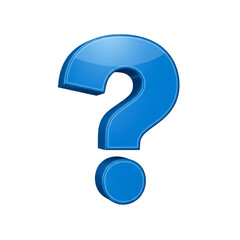 Naklejka premium A vibrant, glossy, three-dimensional blue question mark, symbolizing inquiry, curiosity, and the search for answers, stands out.
