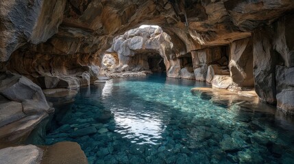 Crystal-Clear Cave Pool Enchanting Nature