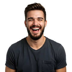 Fototapeta premium Happy man portrait laughing with open mouth
