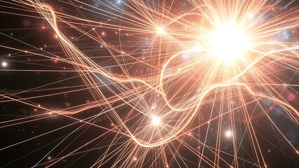 Cosmic strings of light weaving through multidimensional space, forming perfect geometric entanglement patterns.