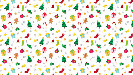 クリスマスアイテムのシームレスパターン背景/透過