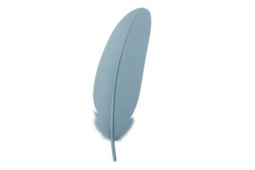 3d rendering of a light blue feather floating on a transparent background, perfect for graphic design projects