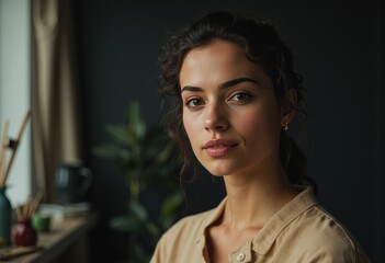 Art facility manager in a creative workspace, showcasing professionalism and creativity