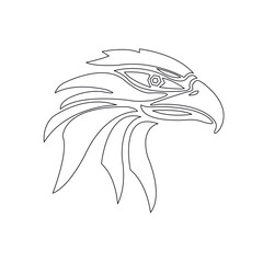 line art of a bird's head with white color and black background