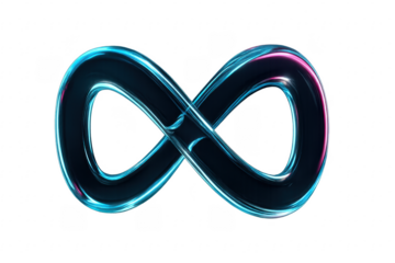 Glossy infinity symbol rotating on transparent background