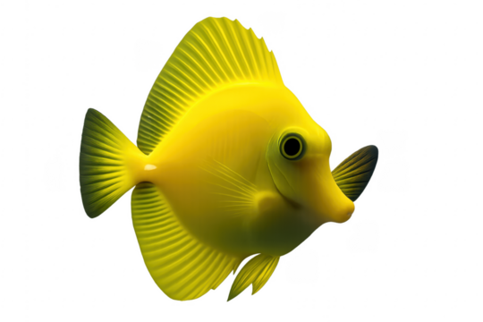Yellow tang fish swimming with transparent background