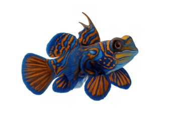 Mandarin fish swimming with transparent background