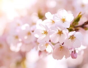 Fototapeta premium Soft-focus blossoms in spring sunlight