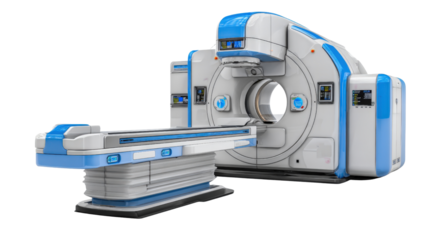 State-of-the-art radiotherapy machine with precise radiation targeting, isolated on a Transparent background, PNG file.