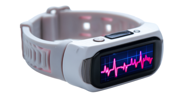 State-of-the-art heart rate monitor with wireless capabilities, isolated on a Transparent background, PNG file. - Powered by Adobe