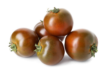 Many ripe brown tomatoes isolated on white