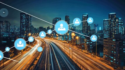 Cityscape network connections - Powered by Adobe