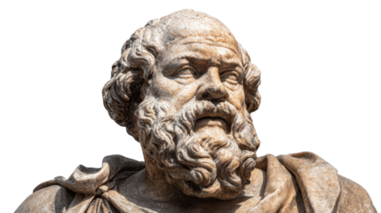 Greek philosopher Socrates statue, isolated on a Transparent background, PNG file.