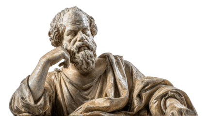 Greek philosopher Socrates statue, isolated on a Transparent background, PNG file.