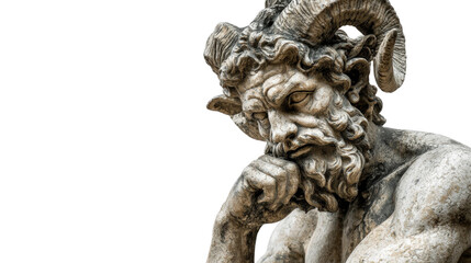 Greek satyr statue, isolated on a Transparent background, PNG file.