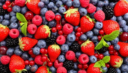 A vibrant display of various berries, showcasing a mix of textures and colors.