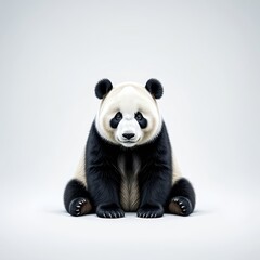 Adorable Giant Panda Portrait on White Background