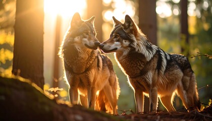 Two Wolves Face Each Other