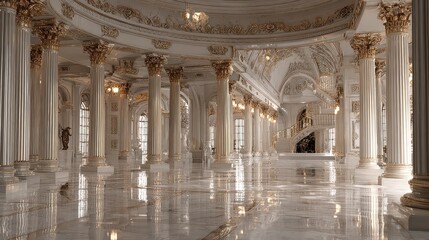 Obraz premium Large, empty room with white pillars and a white ceiling