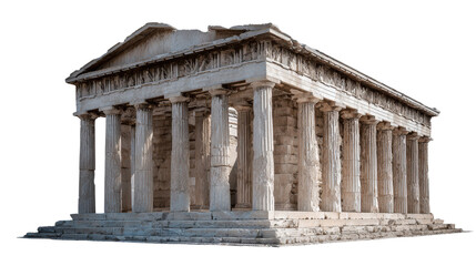 Naklejka premium Greek temple statue, isolated on a Transparent background, PNG file.