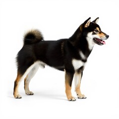 Shiba Inu Dog Standing Profile View, Black and Tan