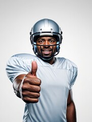 Smiling African American Football Player Giving Thumbs Up