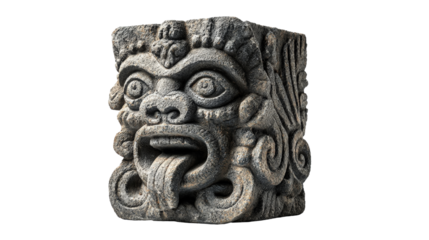 Mayan glyph statue, isolated on a Transparent background, PNG file.