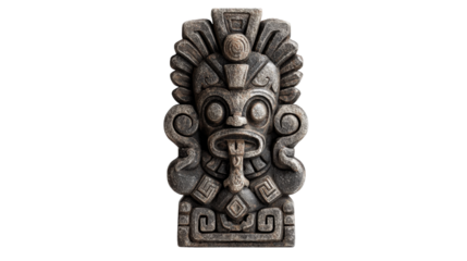 Mayan glyph statue, isolated on a Transparent background, PNG file.