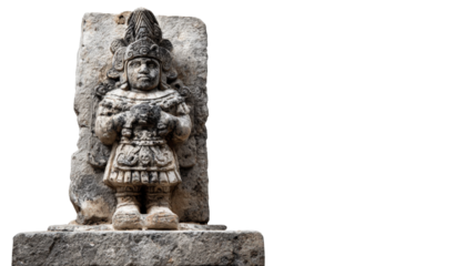 Mayan stone tablet statue, isolated on a Transparent background, PNG file.