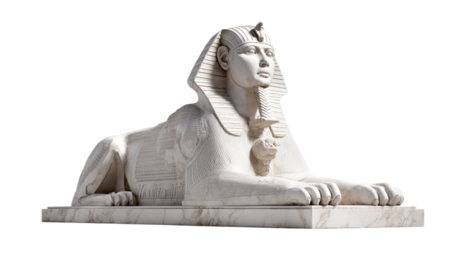 Sphinx statue, isolated on a Transparent background, PNG file.