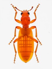 Close-up of a Vibrant Orange Beetle on a White Background