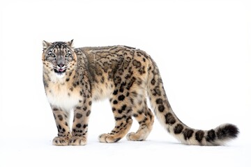 Snow Leopard Portrait on White Background