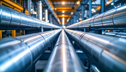 Obraz premium Industrial pipeline network. Perspective