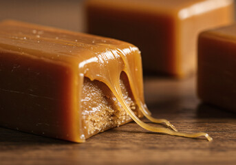 Realistic images of melting caramel generated by AI.