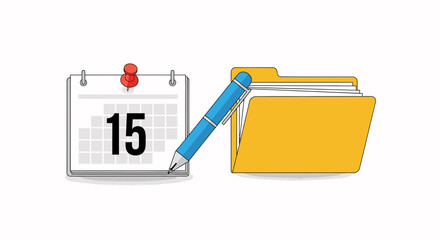Calendar date marked with pen and open folder for planning and organization